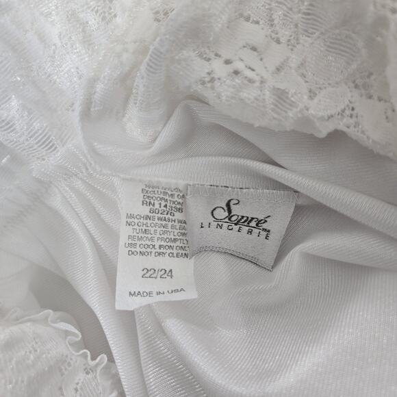 VTG Sopre' Lingerie Long Gown 22/24 White Thigh High Side Slits Flutter Sleeve - Picture 10 of 16